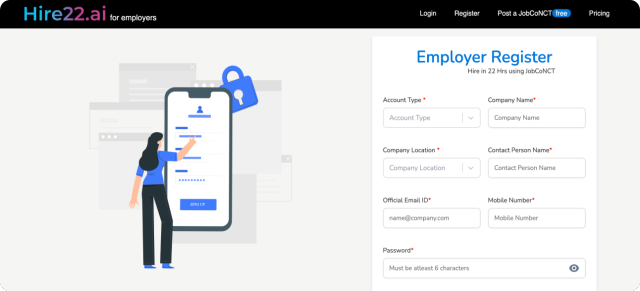 Register on Hire22.ai